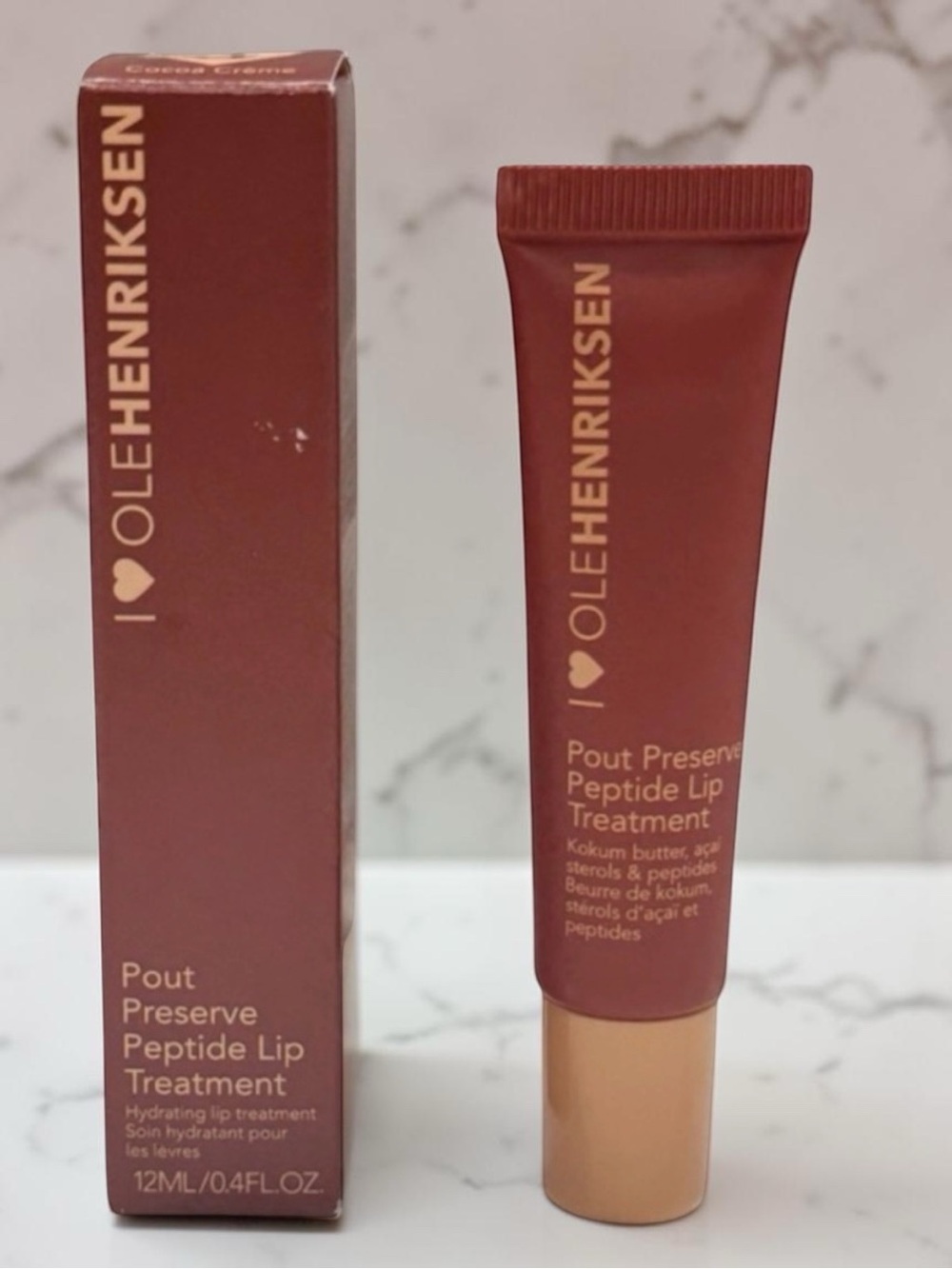 Ole Henriksen Pout Preserve Peptide Lip Treatment Cocoa Cream Glimmer NIB